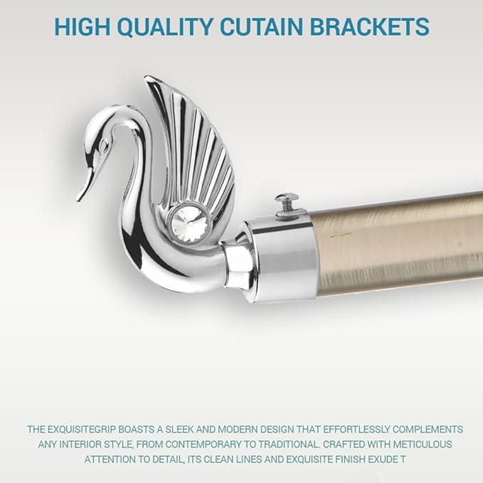Swan Bird Shape Aluminium Curtain Bracket with Talwar Support(Silver)