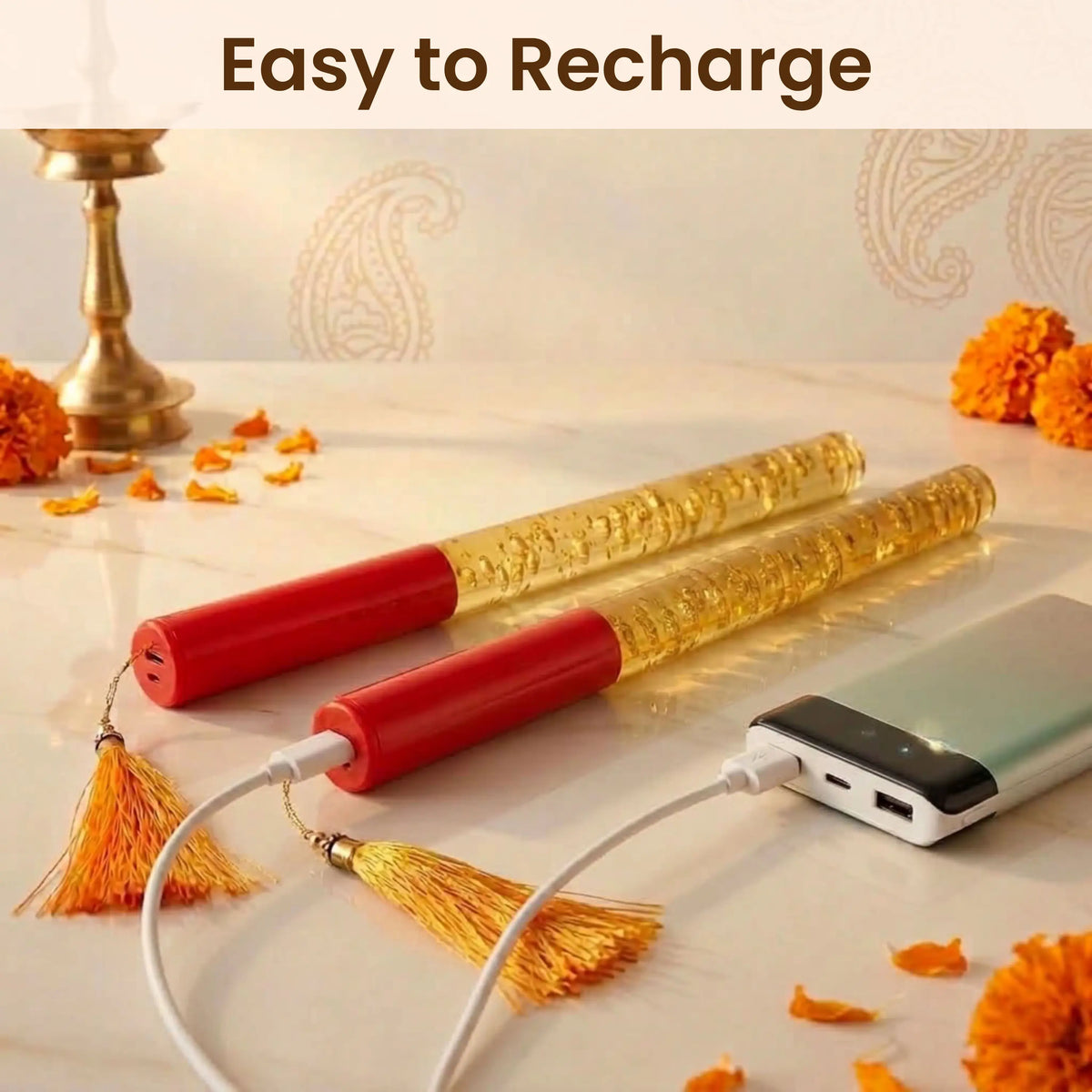Single Colour LED Dandiya Sticks for Garba & Navratri – Battery Operated Light Up Dandiya | Yellow