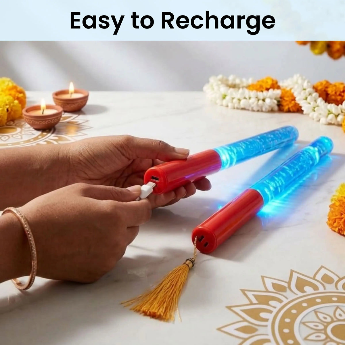 Single Colour LED Dandiya Sticks for Garba & Navratri – Battery Operated Light Up Dandiya | Blue