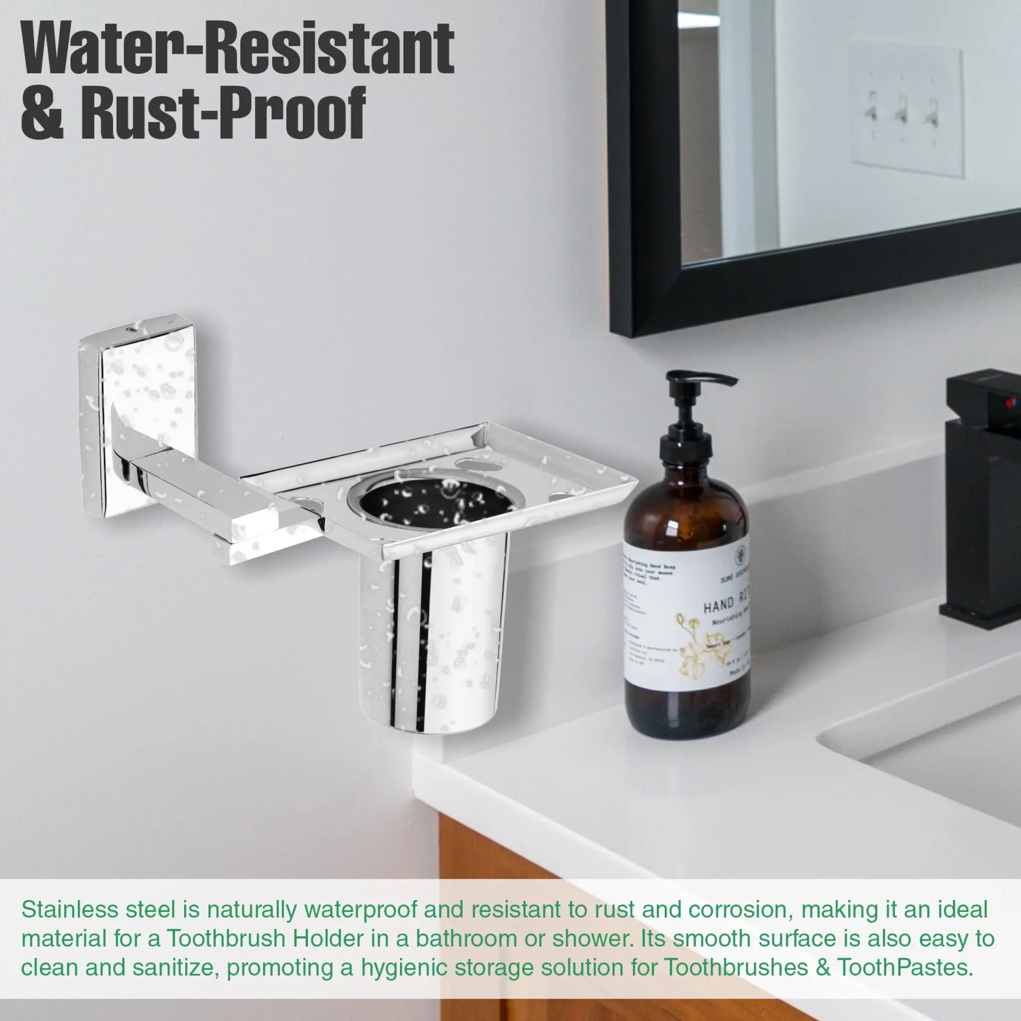 Stainless Steel SS304 Toothbrush Holder (Silver)-by GLOXY®