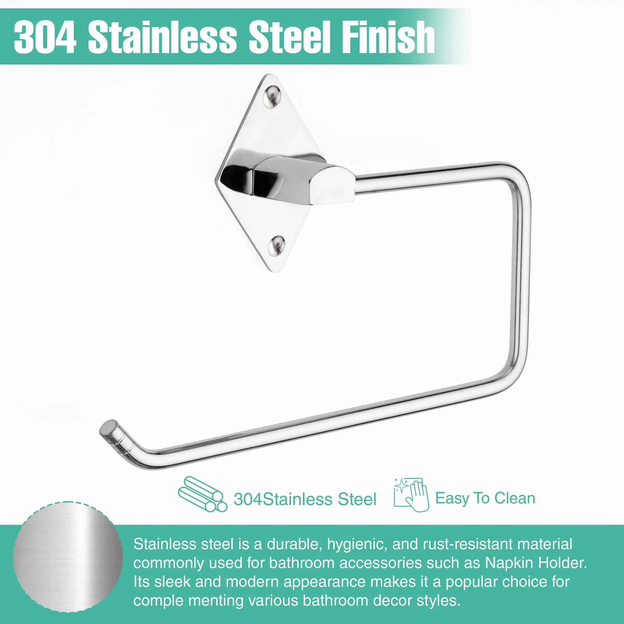 GLOXY Stainless Steel Napkin Holder Stand for Washbasin Towel Ring Bathroom Accessories SS304