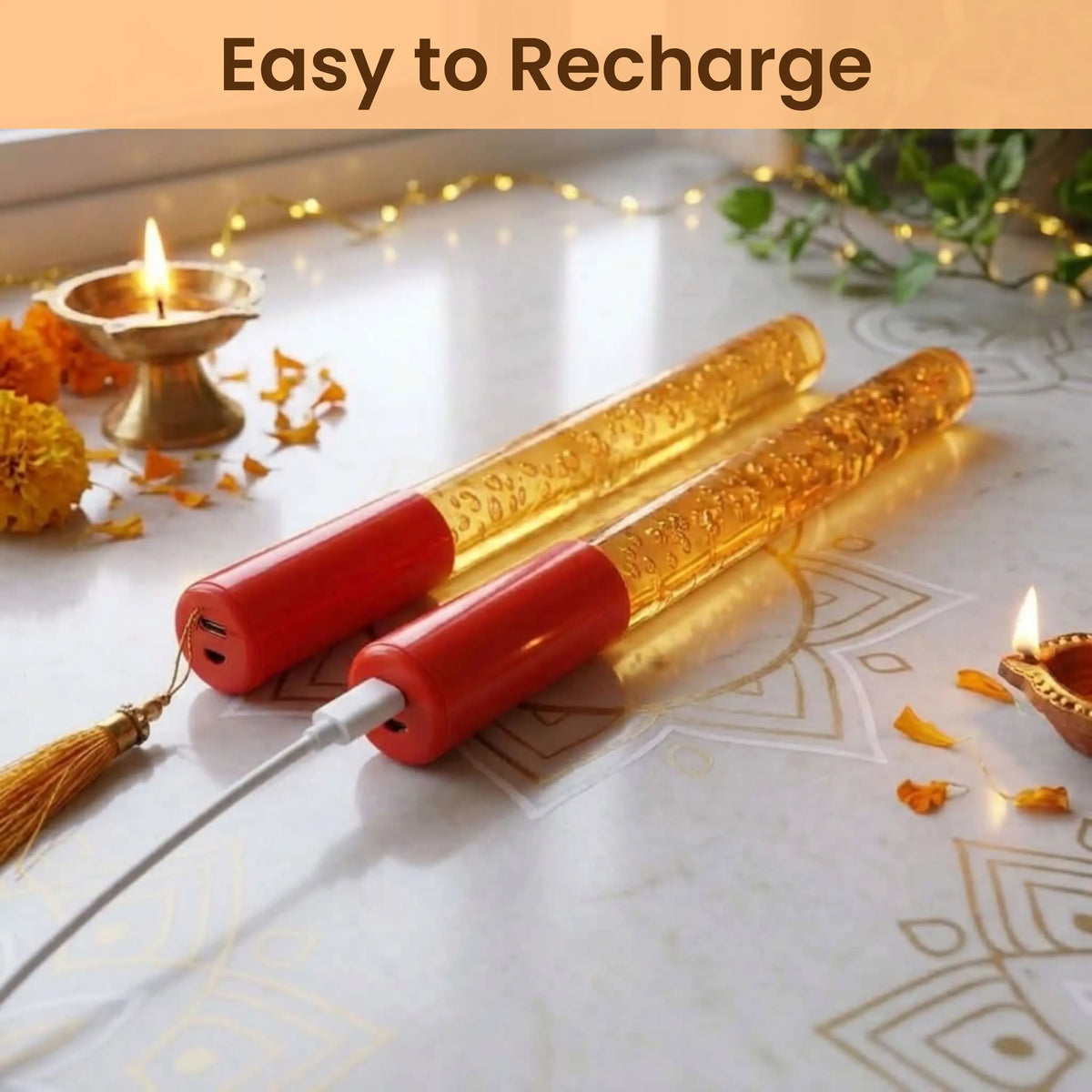 Single Colour LED Dandiya Sticks for Garba & Navratri – Battery Operated Light Up Dandiya | Orange