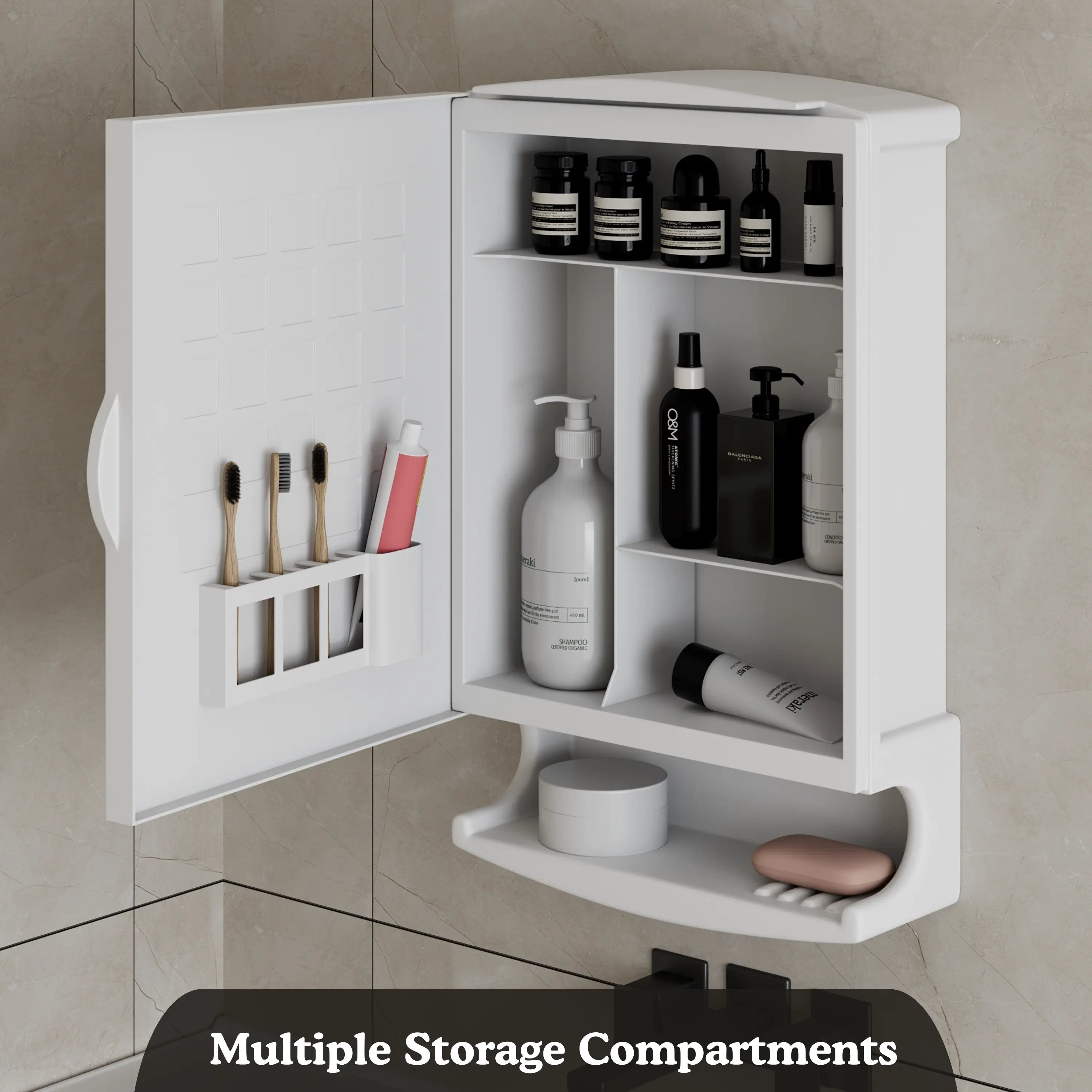 Gloxy Unbreakable Wall-Mounted ABS Bathroom Cabinet with Mirror– White