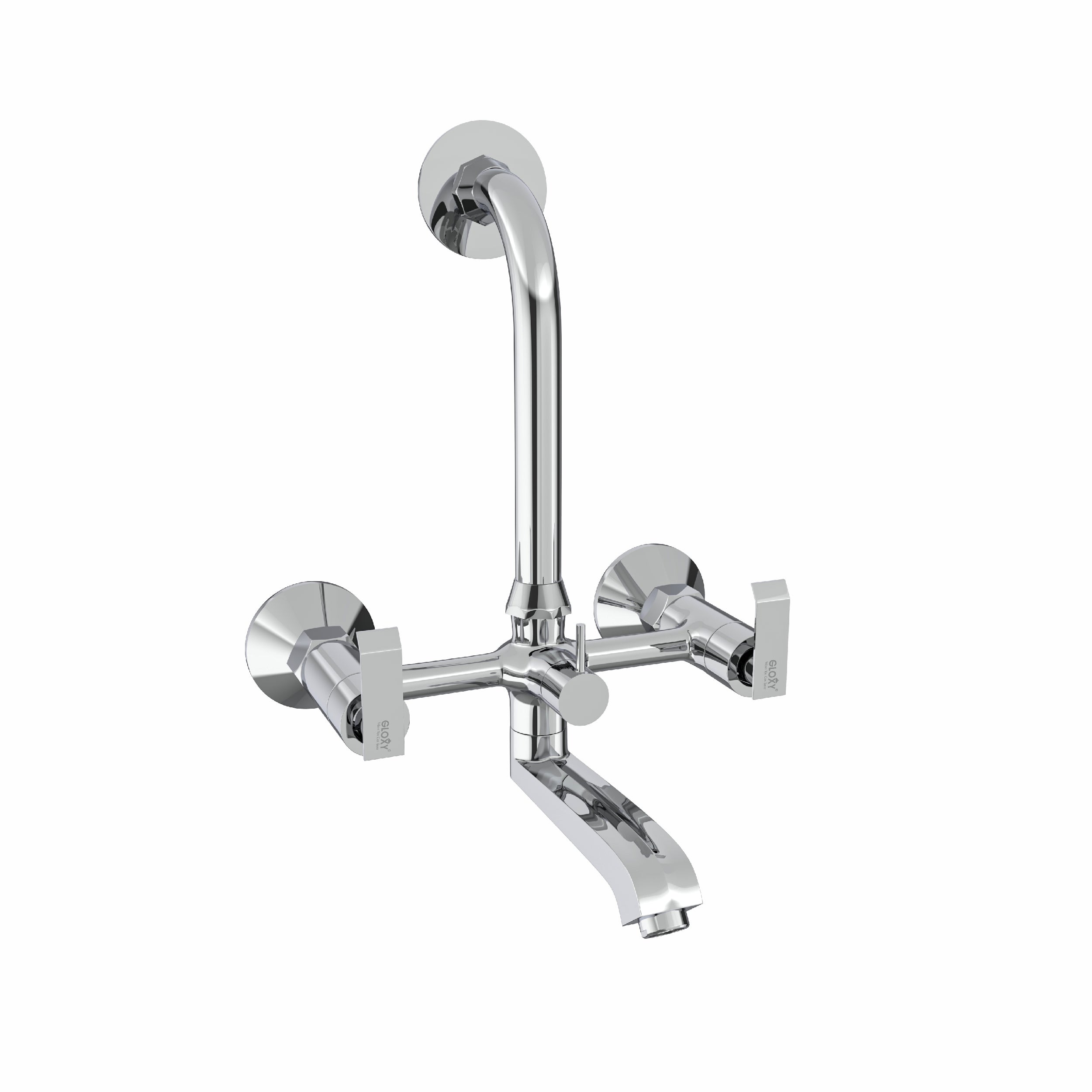 Double Handle Chrome Finish Wall Mixer tap with for Bathroom