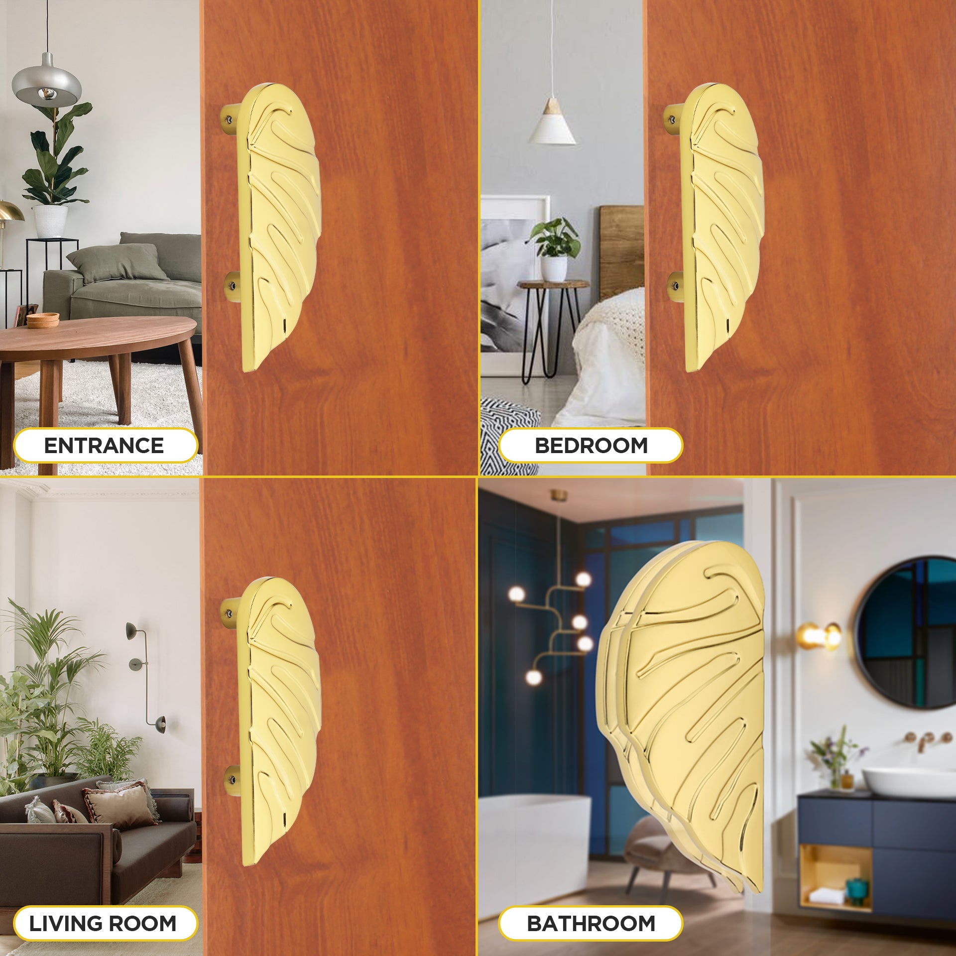 gold finish leaf design main door handle gloxy