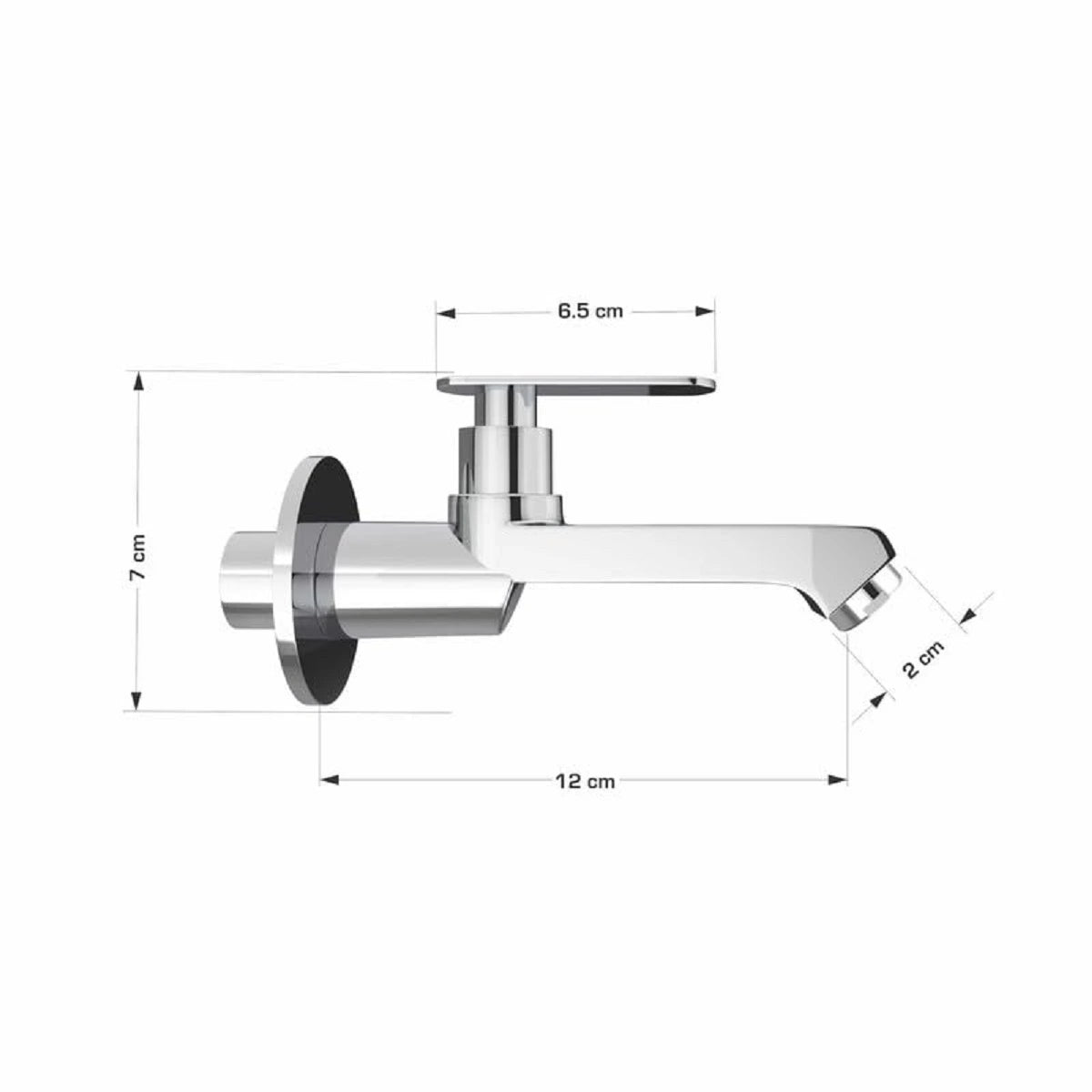 Chrome Finish Long Body Bib Cock Brass Faucet Water Tap for Bathroom Washbasins, Gardens & Kitchen Sinks (Jet+)-by GLOXY®
