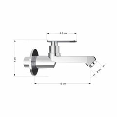 Chrome Finish Long Body Bib Cock Brass Faucet Water Tap for Bathroom Washbasins, Gardens & Kitchen Sinks (Jet+)-by GLOXY®