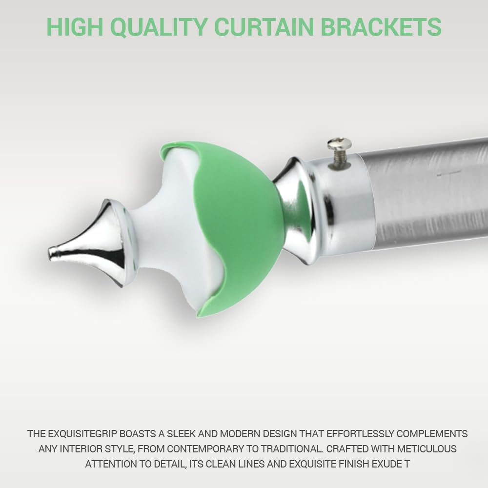GLOXY Double Colour Stainless Steel & ABS Curtain Bracket Parda Holder with Support 1 Inch Rod Pocket Finials Designer Door and Window Rod Support Fittings, Curtain Rod Holder