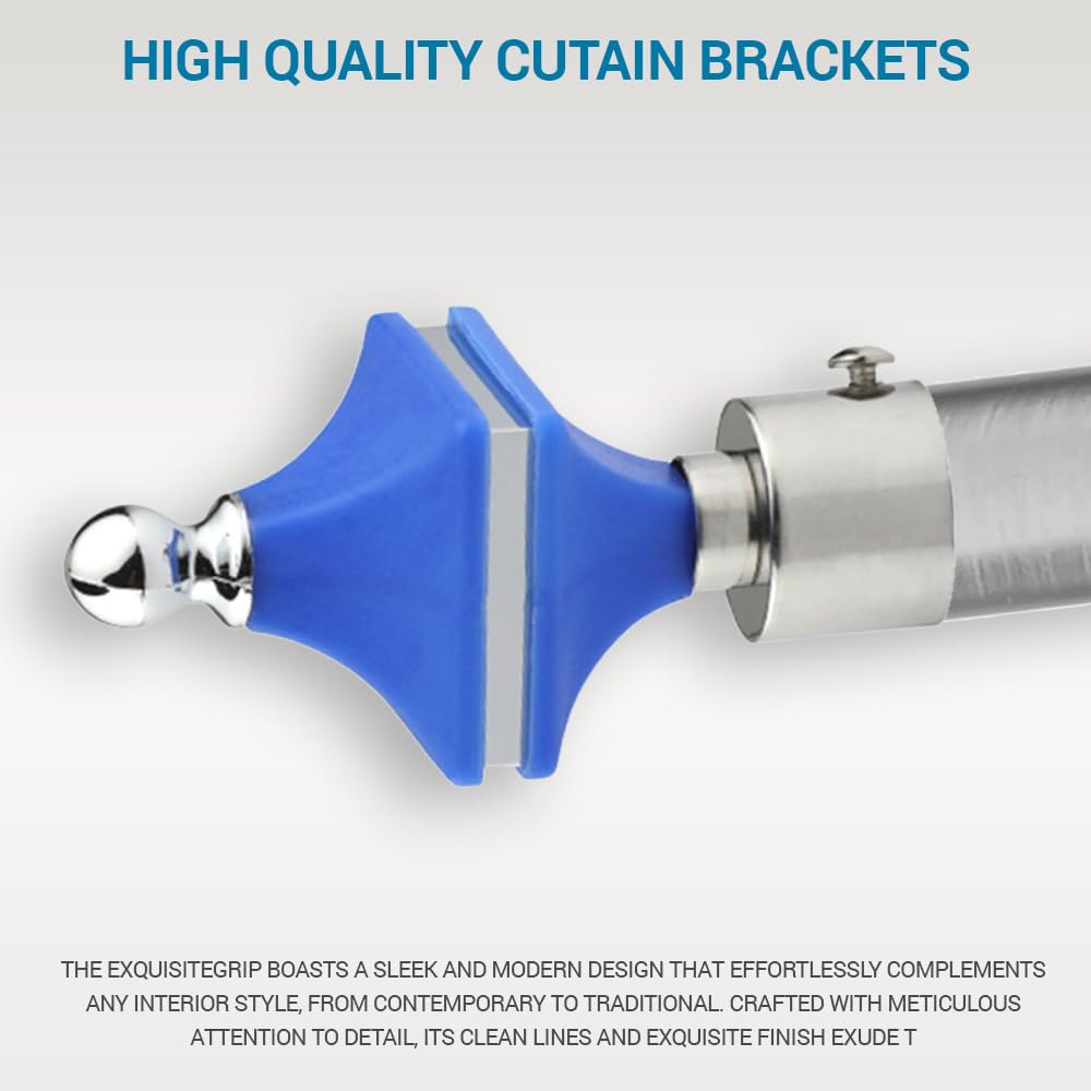 GLOXY Hexa Shape Stainless Steel & ABS Curtain Bracket Parda Holder with Support 1 Inch Rod Pocket Finials Designer Door and Window Rod Support Fittings, Curtain Rod Holder