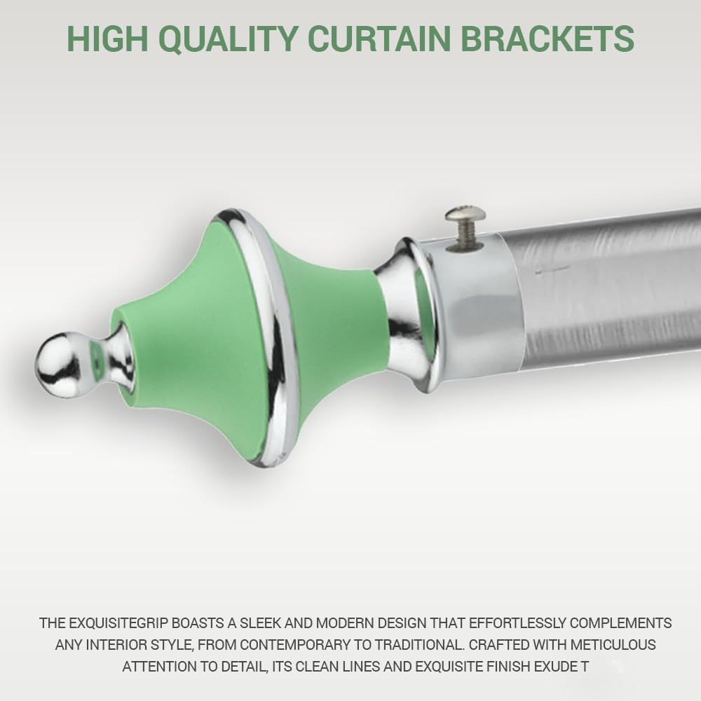 GLOXY Minar Shape Stainless Steel & ABS Curtain Bracket Parda Holder with Support 1 Inch Rod Pocket Finials Designer Door and Window Rod Support Fittings, Curtain Rod Holder