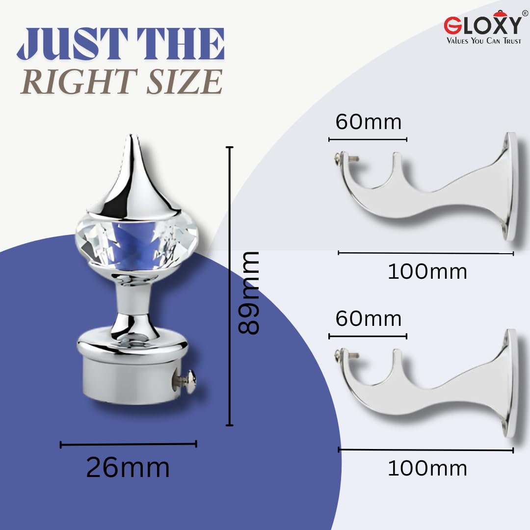 Single Diamond Aluminium Curtain Bracket with Talwar Support(Blue)-by GLOXY®