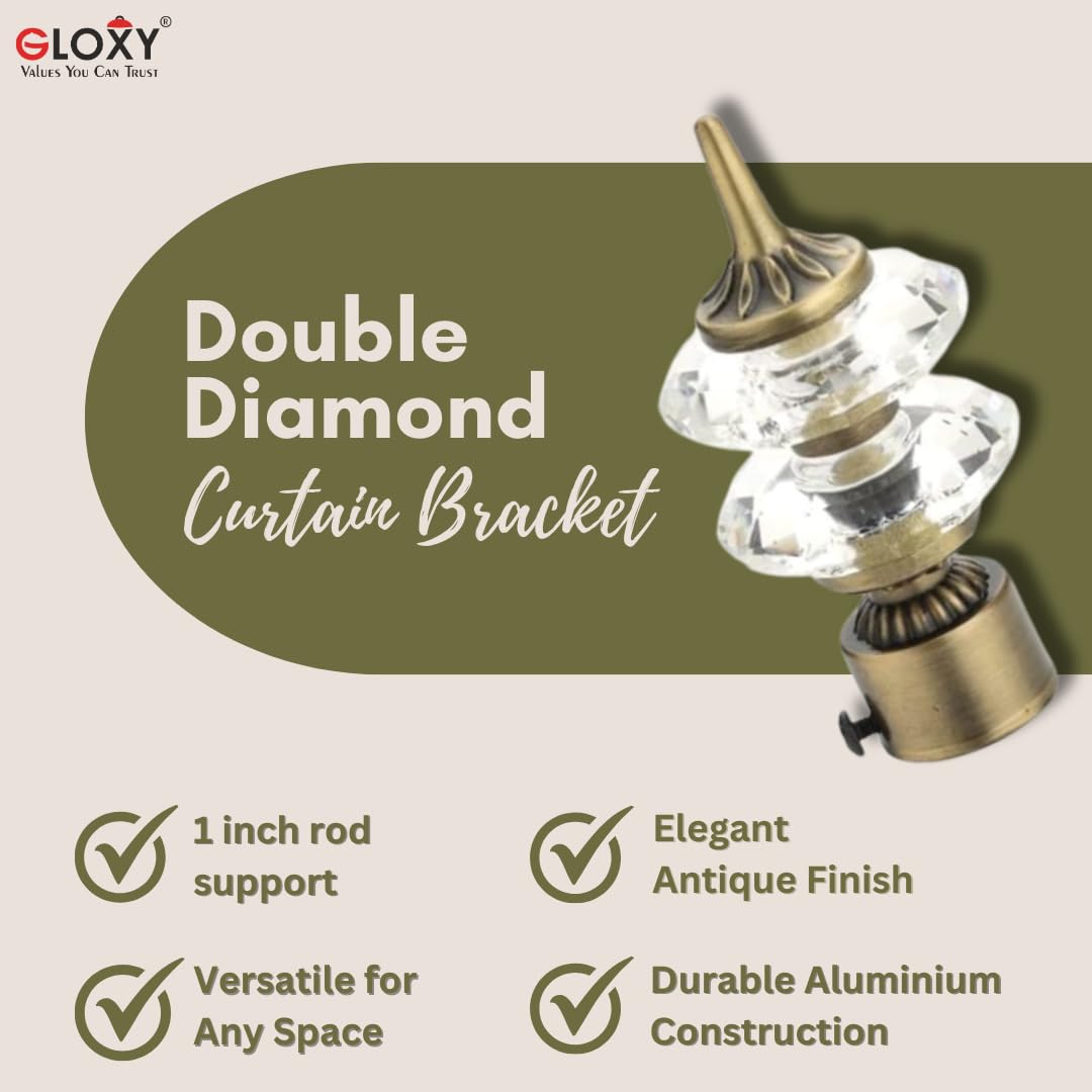 Double Diamond Aluminium Curtain Bracket with Talwar Support(Antique)-by GLOXY®