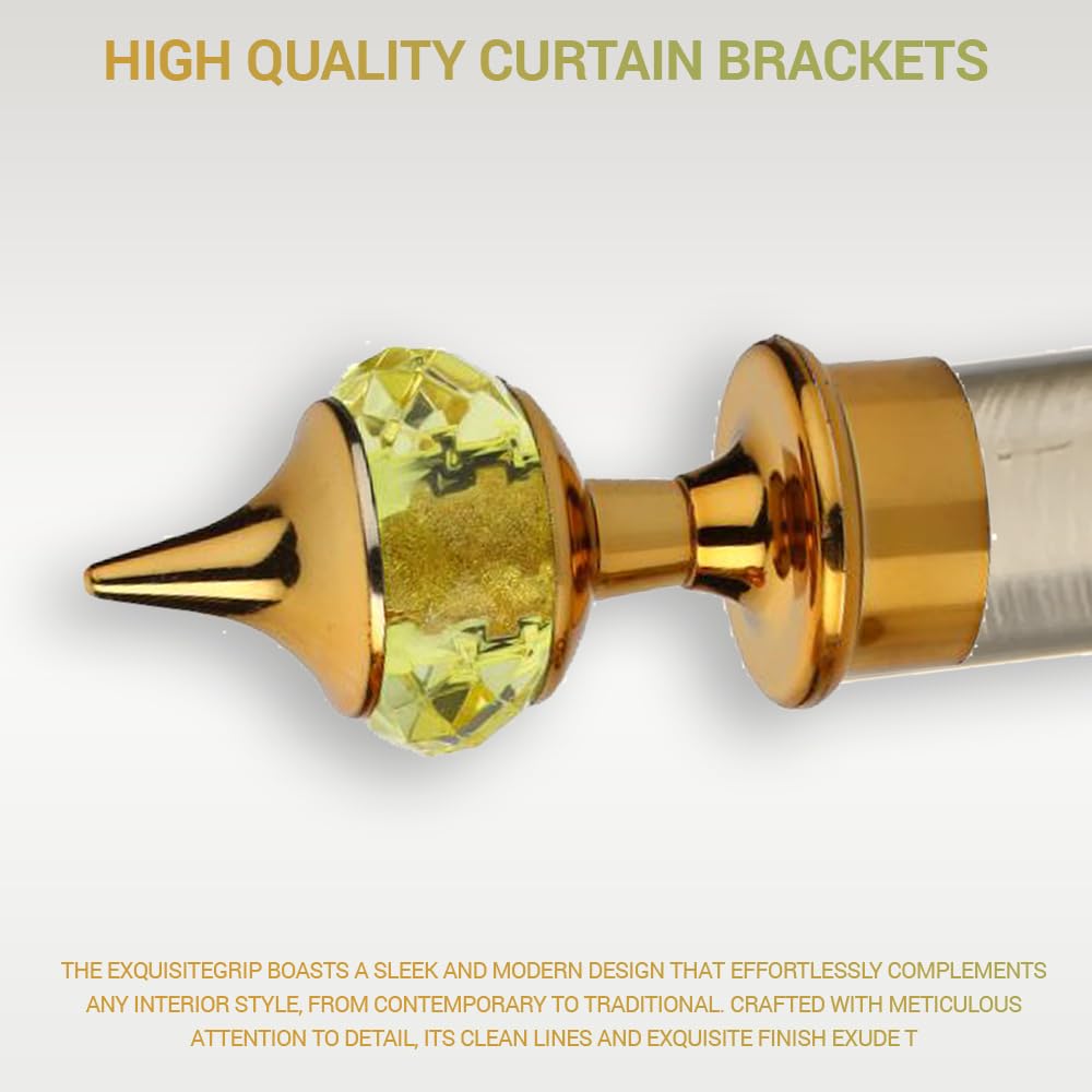 Single Diamond Aluminium Curtain Bracket with Support(Gold Mix Yellow)-by GLOXY®