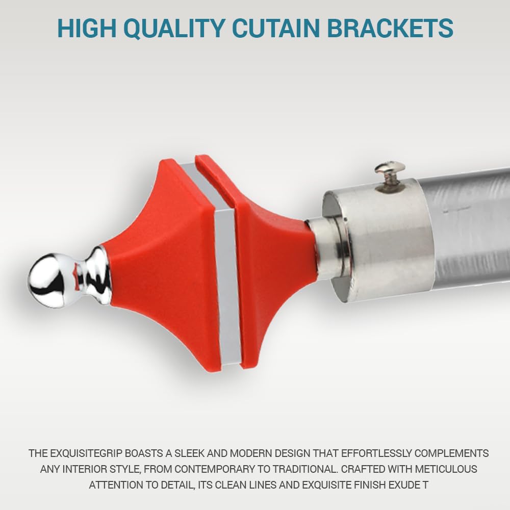 GLOXY Hexa Shape Stainless Steel & ABS Curtain Bracket Parda Holder with Support 1 Inch Rod Pocket Finials Designer Door and Window Rod Support Fittings, Curtain Rod Holder