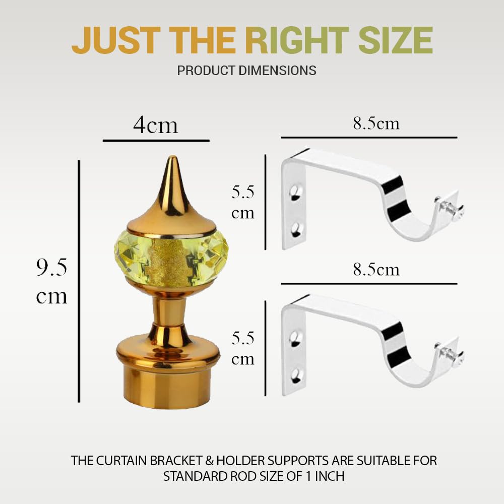 Single Diamond Aluminium Curtain Bracket with Support(Gold Mix Yellow)-by GLOXY®