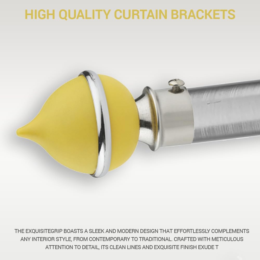 GLOXY Matka Shape Stainless Steel & ABS Curtain Bracket Parda Holder with Support 1 Inch Rod Pocket Finials Designer Door and Window Rod Support Fittings, Curtain Rod Holder