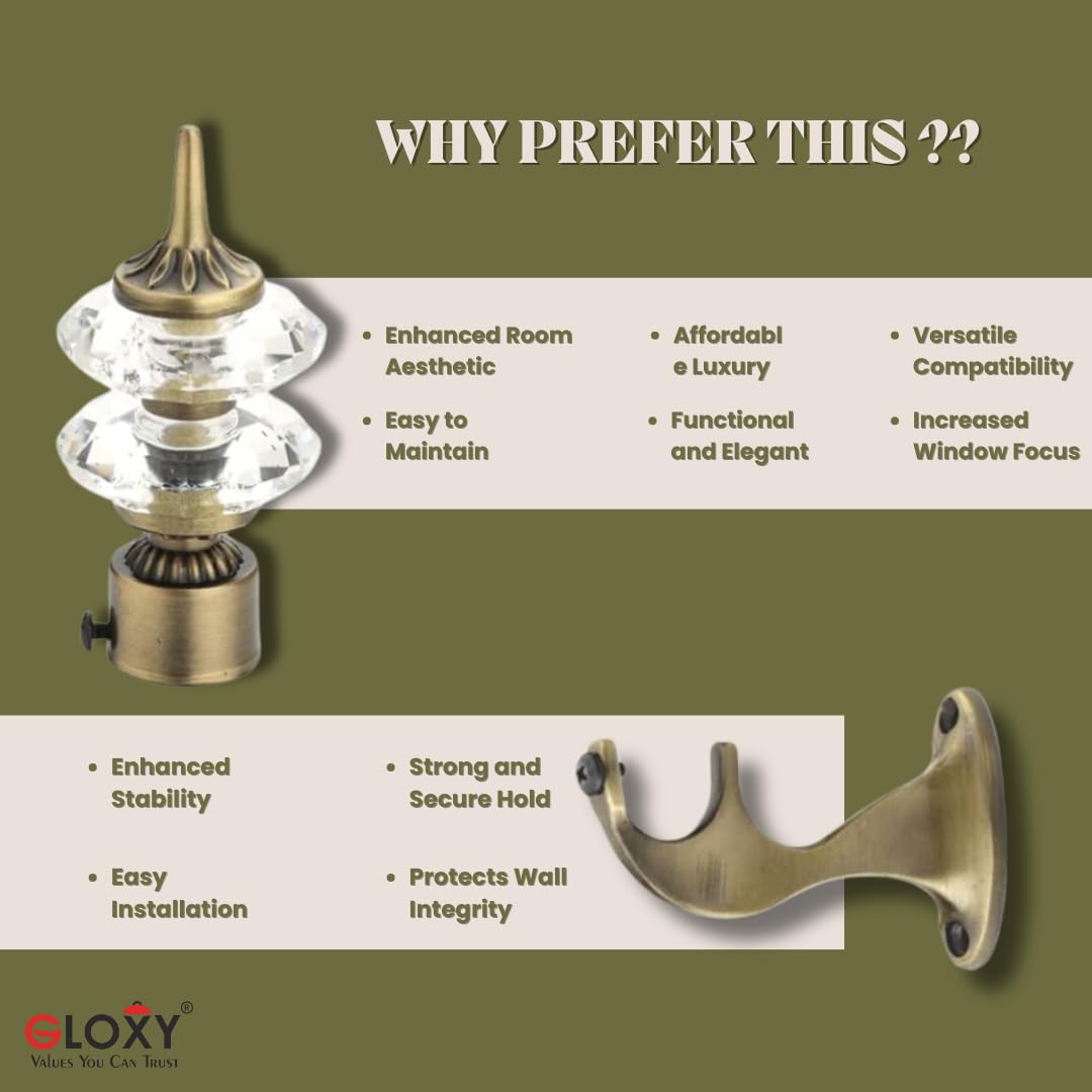 Double Diamond Aluminium Curtain Bracket with Talwar Support(Antique)-by GLOXY®