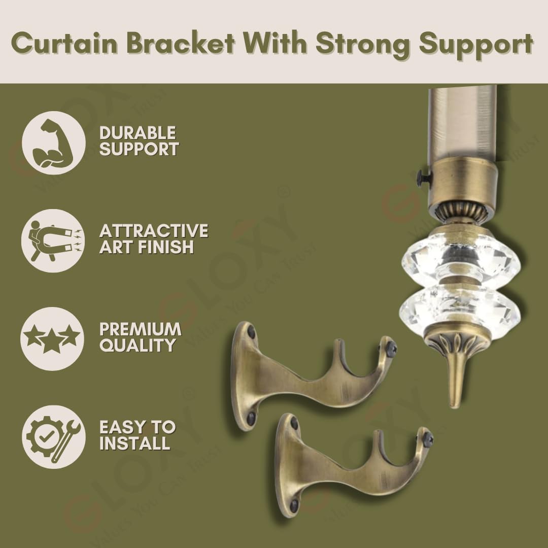 Double Diamond Aluminium Curtain Bracket with Talwar Support(Antique)-by GLOXY®