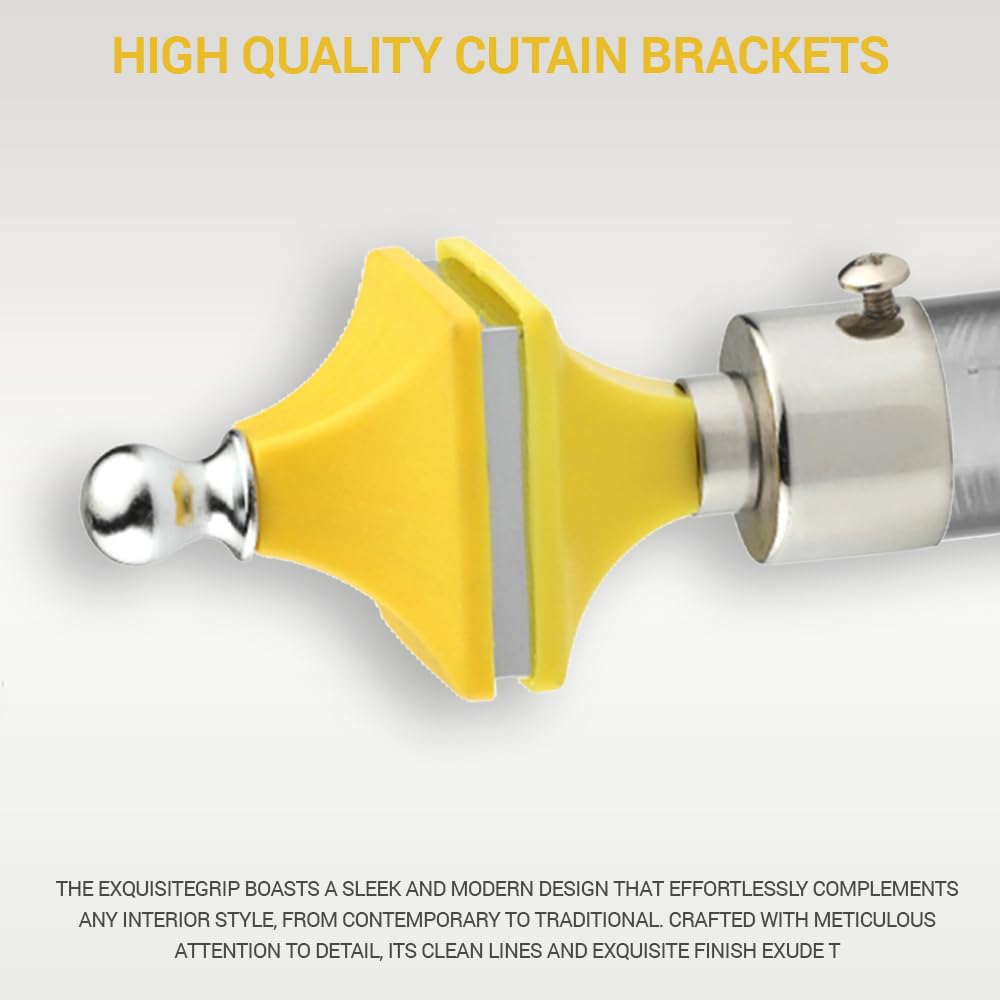 GLOXY Hexa Shape Stainless Steel & ABS Curtain Bracket Parda Holder with Support 1 Inch Rod Pocket Finials Designer Door and Window Rod Support Fittings, Curtain Rod Holder