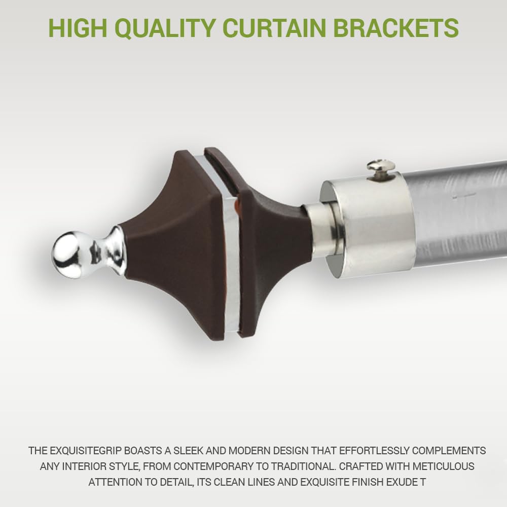 GLOXY Hexa Shape Stainless Steel & ABS Curtain Bracket Parda Holder with Support 1 Inch Rod Pocket Finials Designer Door and Window Rod Support Fittings, Curtain Rod Holder