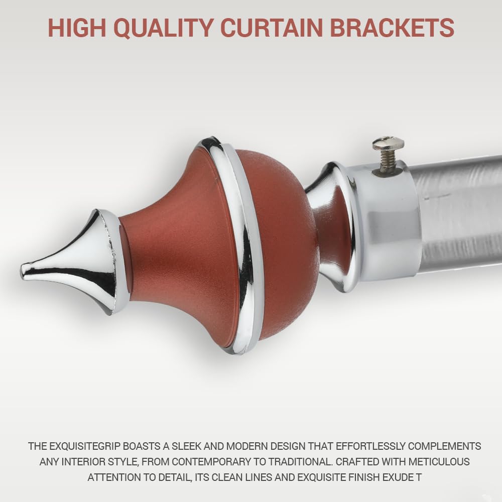GLOXY Trophy Shape Stainless Steel & ABS Curtain Bracket Parda Holder with Support 1 Inch Rod Pocket Finials Designer Door and Window Rod Support Fittings, Curtain Rod Holder