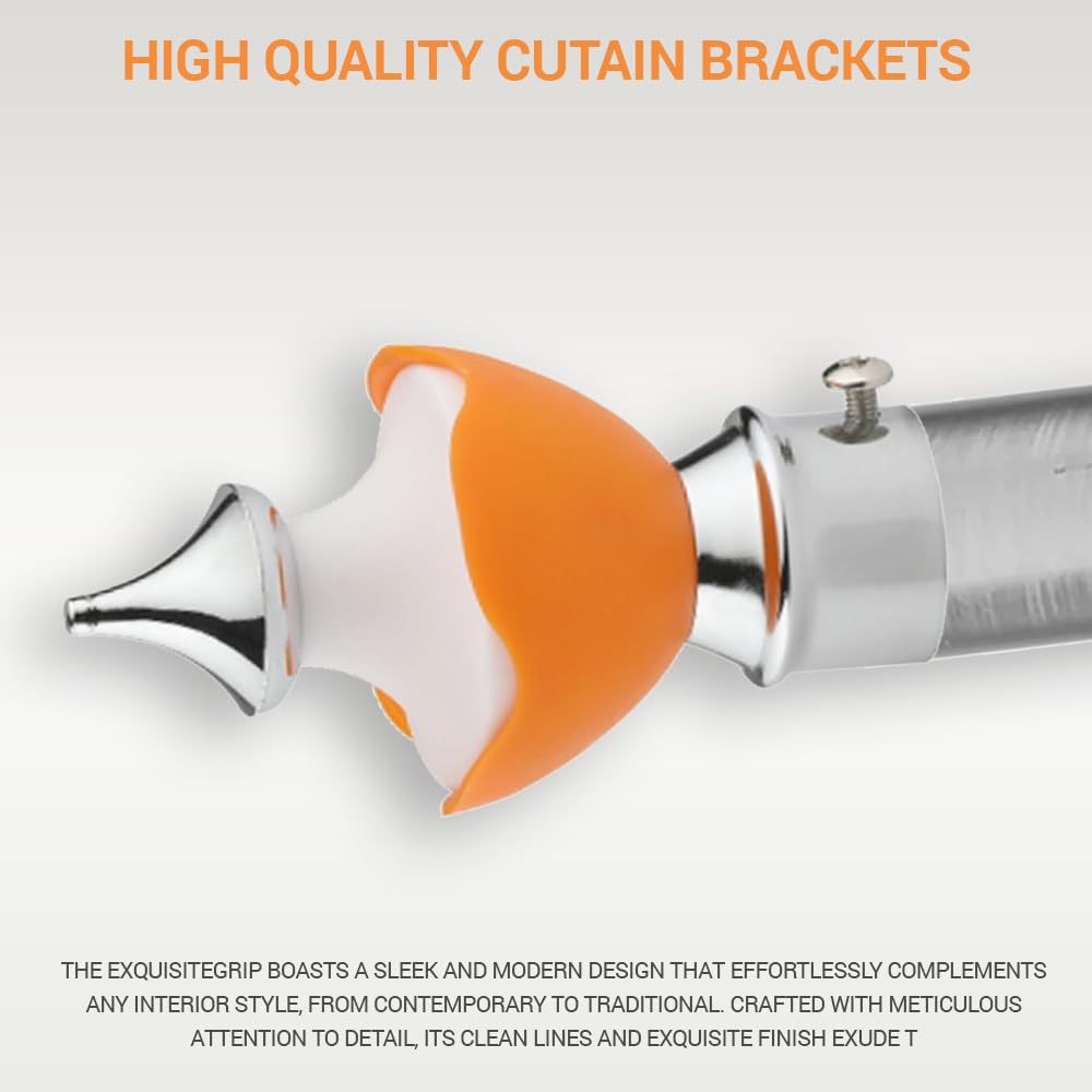 GLOXY Double Colour Stainless Steel & ABS Curtain Bracket Parda Holder with Support 1 Inch Rod Pocket Finials Designer Door and Window Rod Support Fittings, Curtain Rod Holder