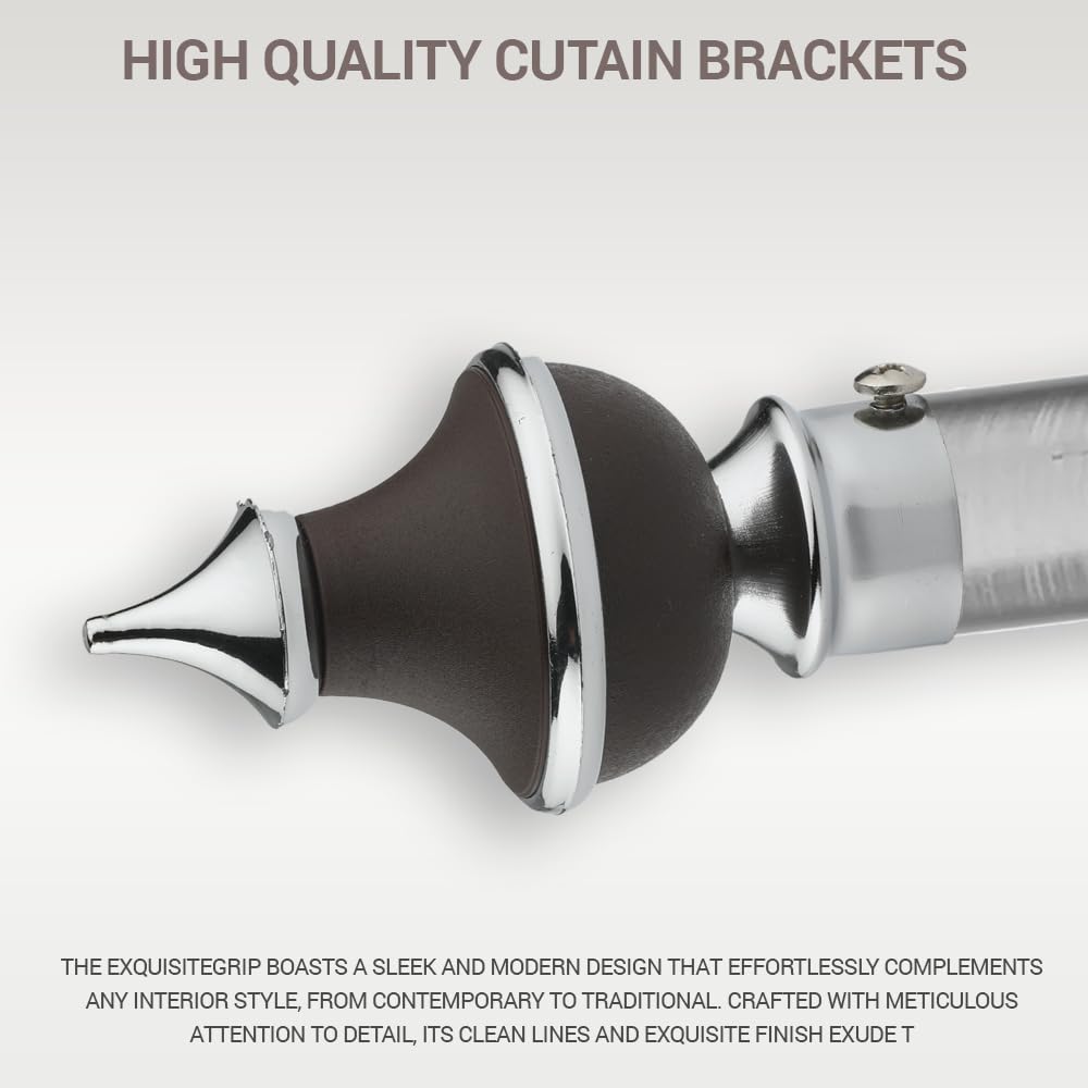 GLOXY Trophy Shape Stainless Steel & ABS Curtain Bracket Parda Holder with Support 1 Inch Rod Pocket Finials Designer Door and Window Rod Support Fittings, Curtain Rod Holder
