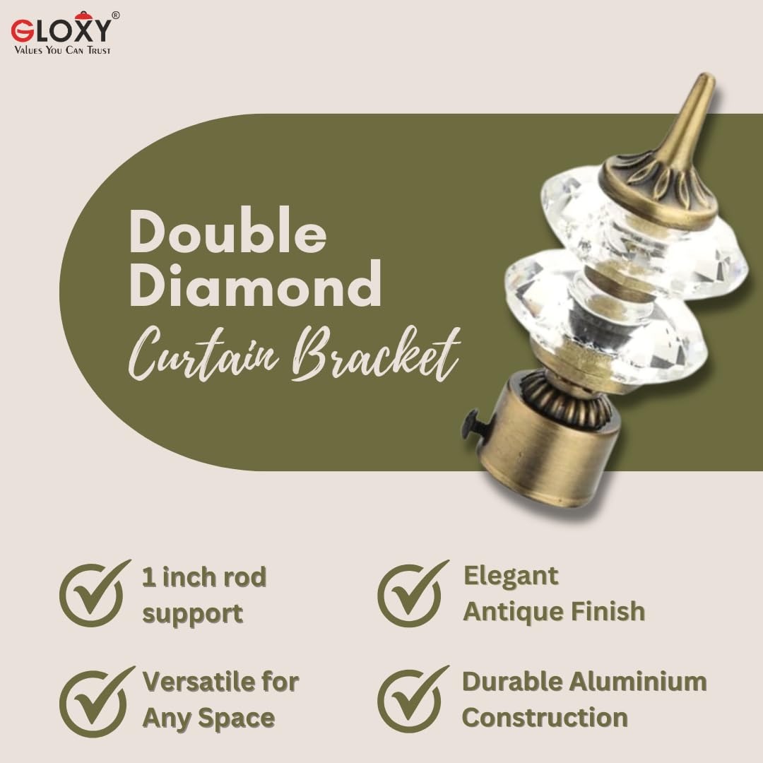 Double Diamond Aluminium Curtain Bracket with Cherry Support(Antique)-by GLOXY®