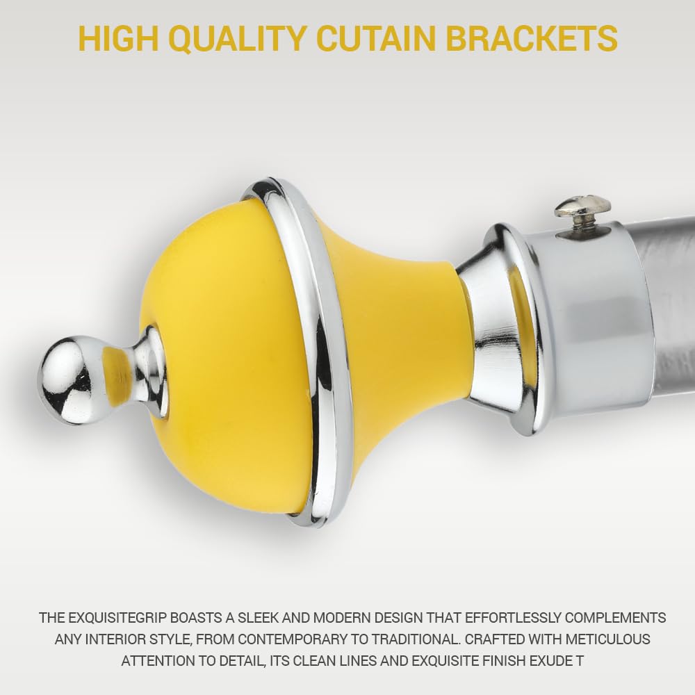 GLOXY Manjira Shape Stainless Steel & ABS Curtain Bracket Parda Holder with Support 1 Inch Rod Pocket Finials Designer Door and Window Rod Support Fittings, Curtain Rod Holder