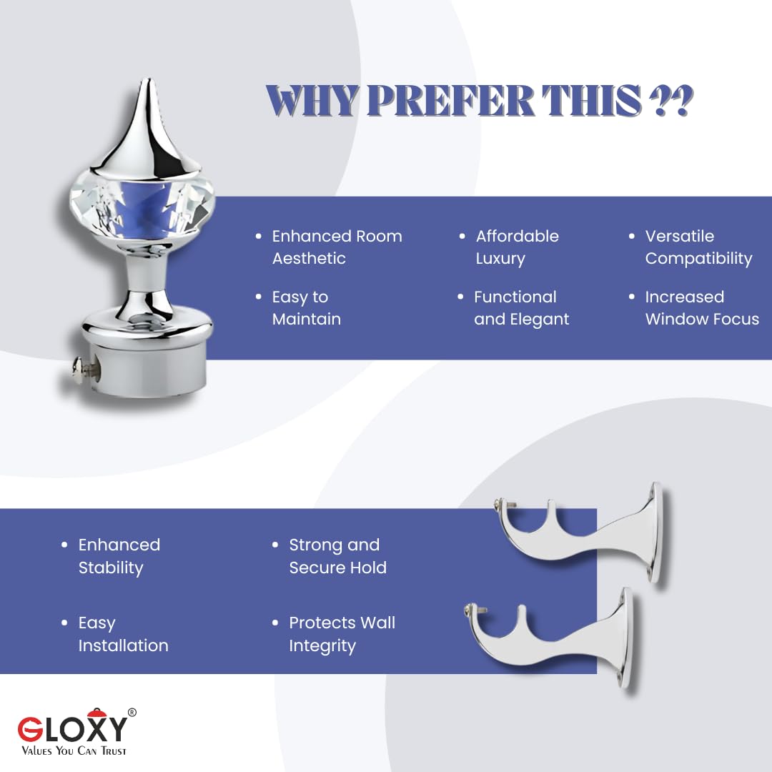 Single Diamond Aluminium Curtain Bracket with Talwar Support(Blue)-by GLOXY®