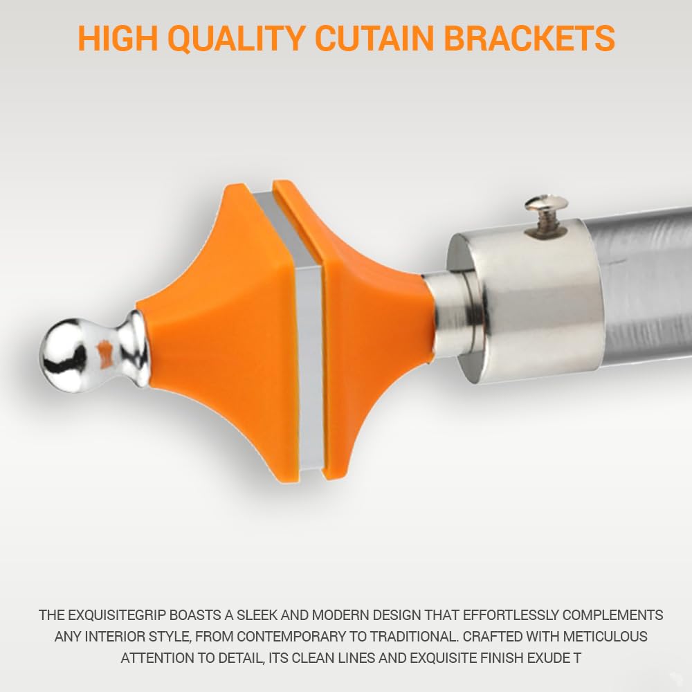 GLOXY Hexa Shape Stainless Steel & ABS Curtain Bracket Parda Holder with Support 1 Inch Rod Pocket Finials Designer Door and Window Rod Support Fittings, Curtain Rod Holder