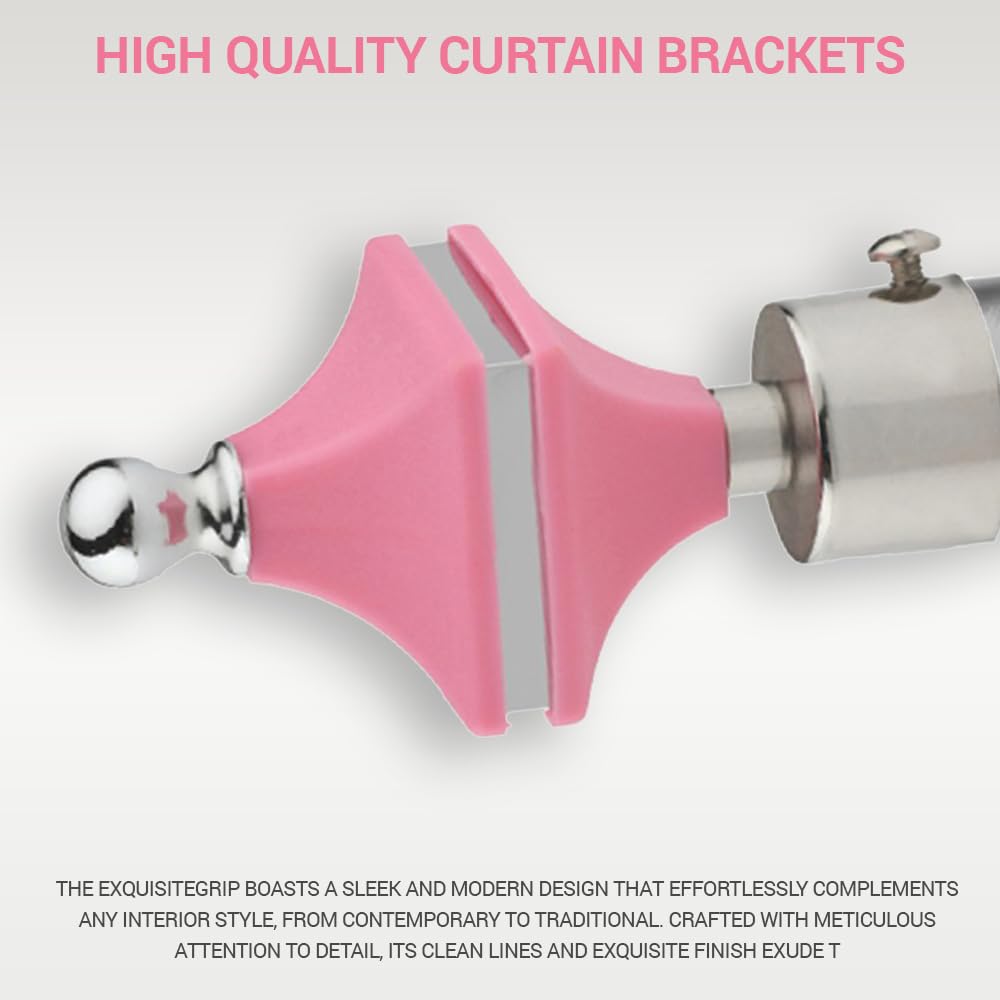 GLOXY Hexa Shape Stainless Steel & ABS Curtain Bracket Parda Holder with Support 1 Inch Rod Pocket Finials Designer Door and Window Rod Support Fittings, Curtain Rod Holder