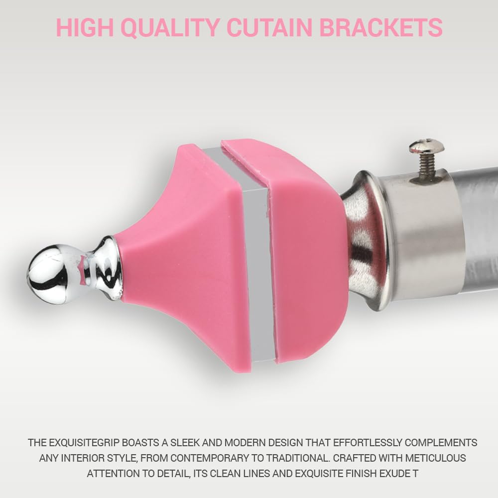 GLOXY Singhada Shape Stainless Steel & ABS Curtain Bracket Parda Holder with Support 1 Inch Rod Pocket Finials Designer Door and Window Rod Support Fittings, Curtain Rod Holder