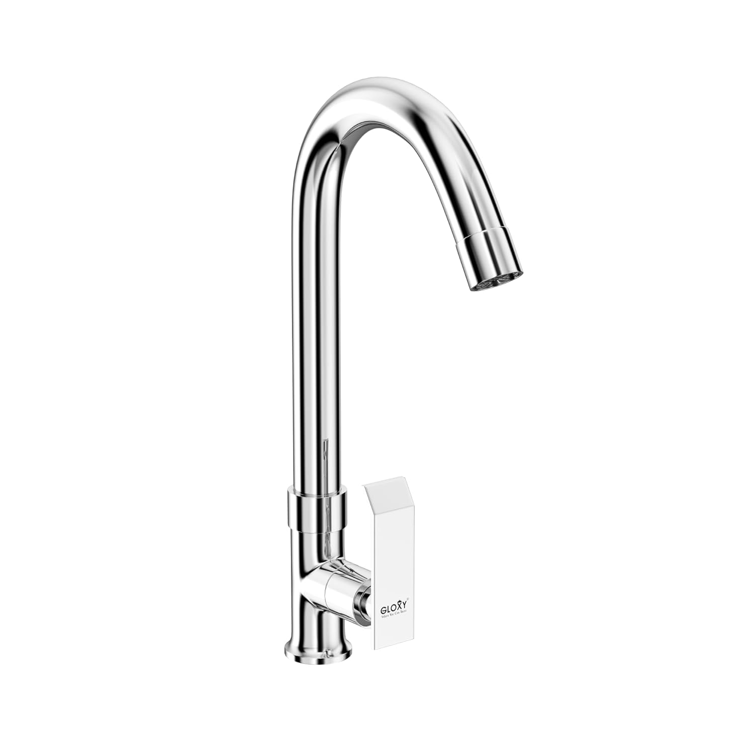 Gloxy Imperial Series Single Lever 360° Swivel Spout Deck Mount Brass Swan Neck Faucet