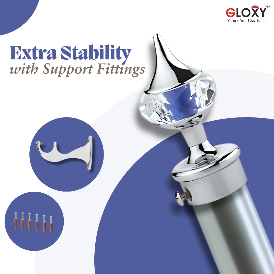 Single Diamond Aluminium Curtain Bracket with Talwar Support(Blue)-by GLOXY®