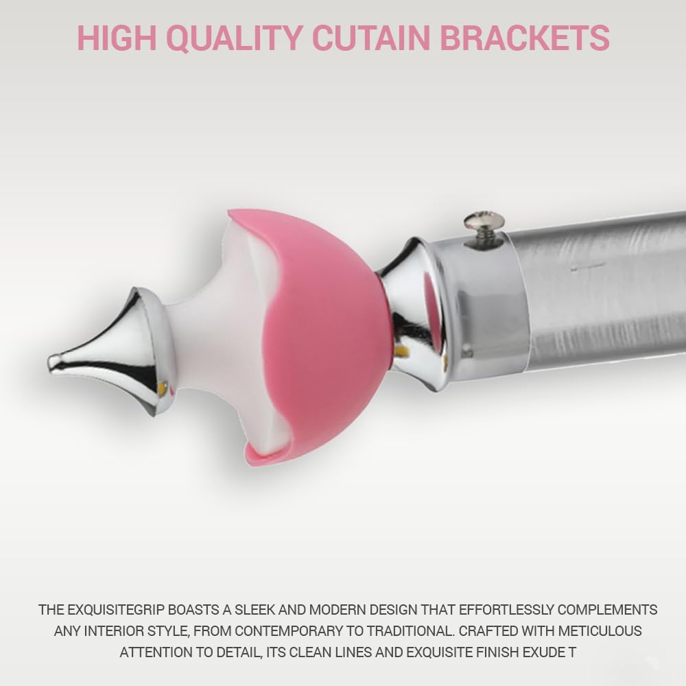 GLOXY Double Colour Stainless Steel & ABS Curtain Bracket Parda Holder with Support 1 Inch Rod Pocket Finials Designer Door and Window Rod Support Fittings, Curtain Rod Holder