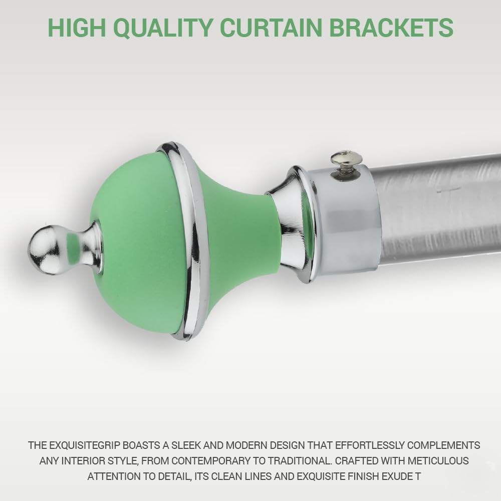 GLOXY Manjira Shape Stainless Steel & ABS Curtain Bracket Parda Holder with Support 1 Inch Rod Pocket Finials Designer Door and Window Rod Support Fittings, Curtain Rod Holder