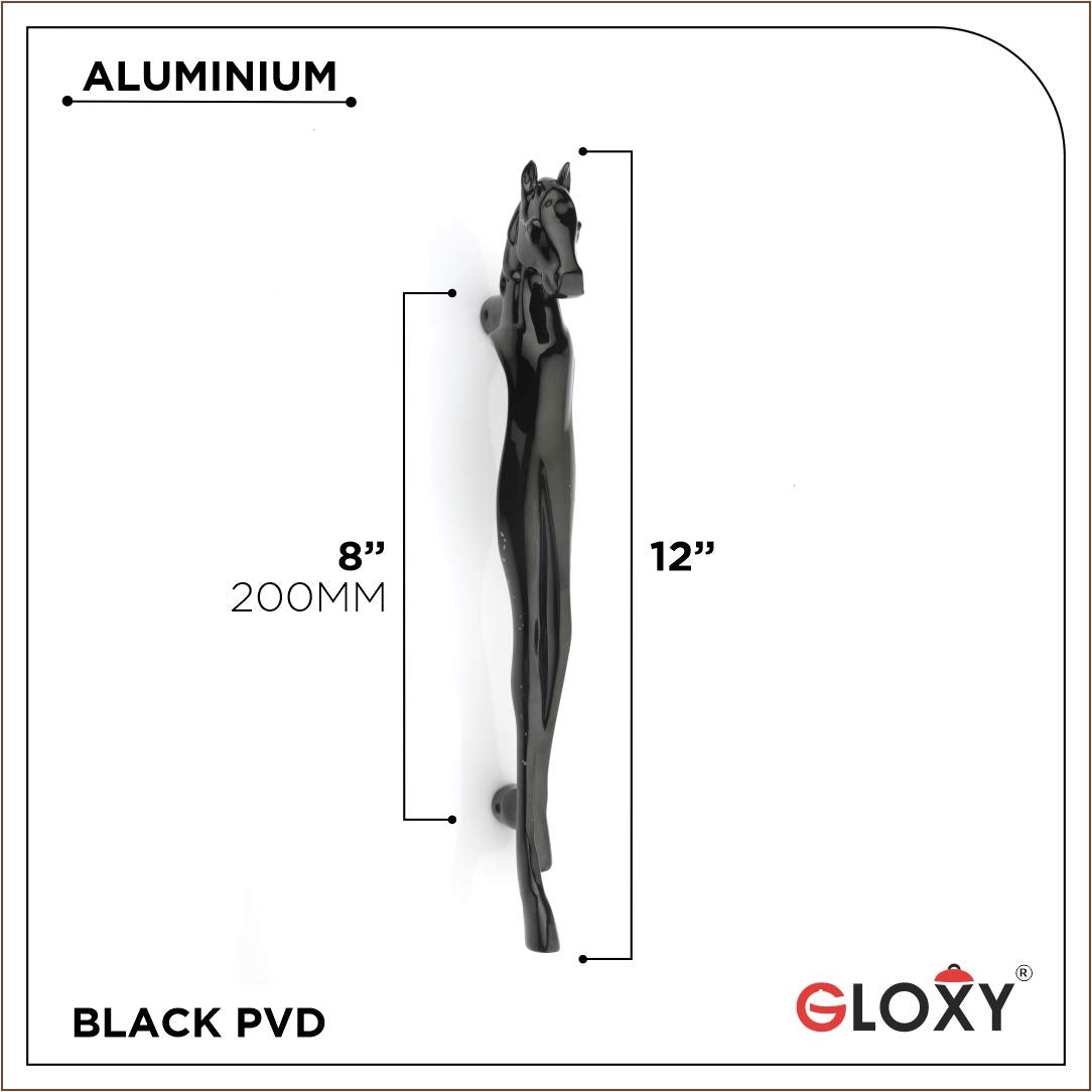 GLOXY ENTERPRISE Horse Shape Door Handles for Main Door Handle Decorative Wooden & Glass Door, Push Pull Handles for All The Doors of Houses, Offices, Hotels -Black Finish