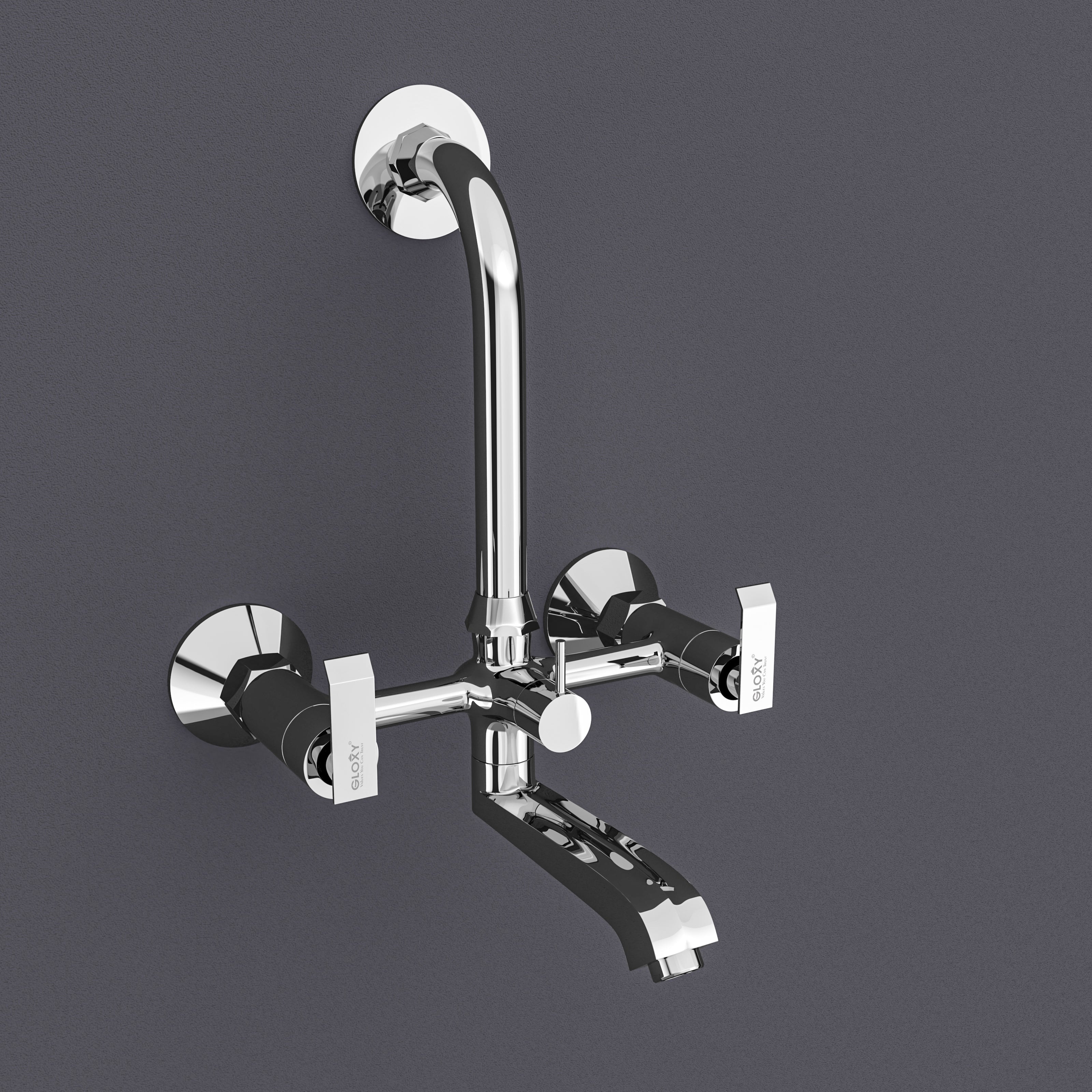 Double Handle Chrome Finish Wall Mixer tap with for Bathroom