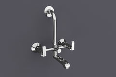 Double Handle Chrome Finish Wall Mixer tap with for Bathroom