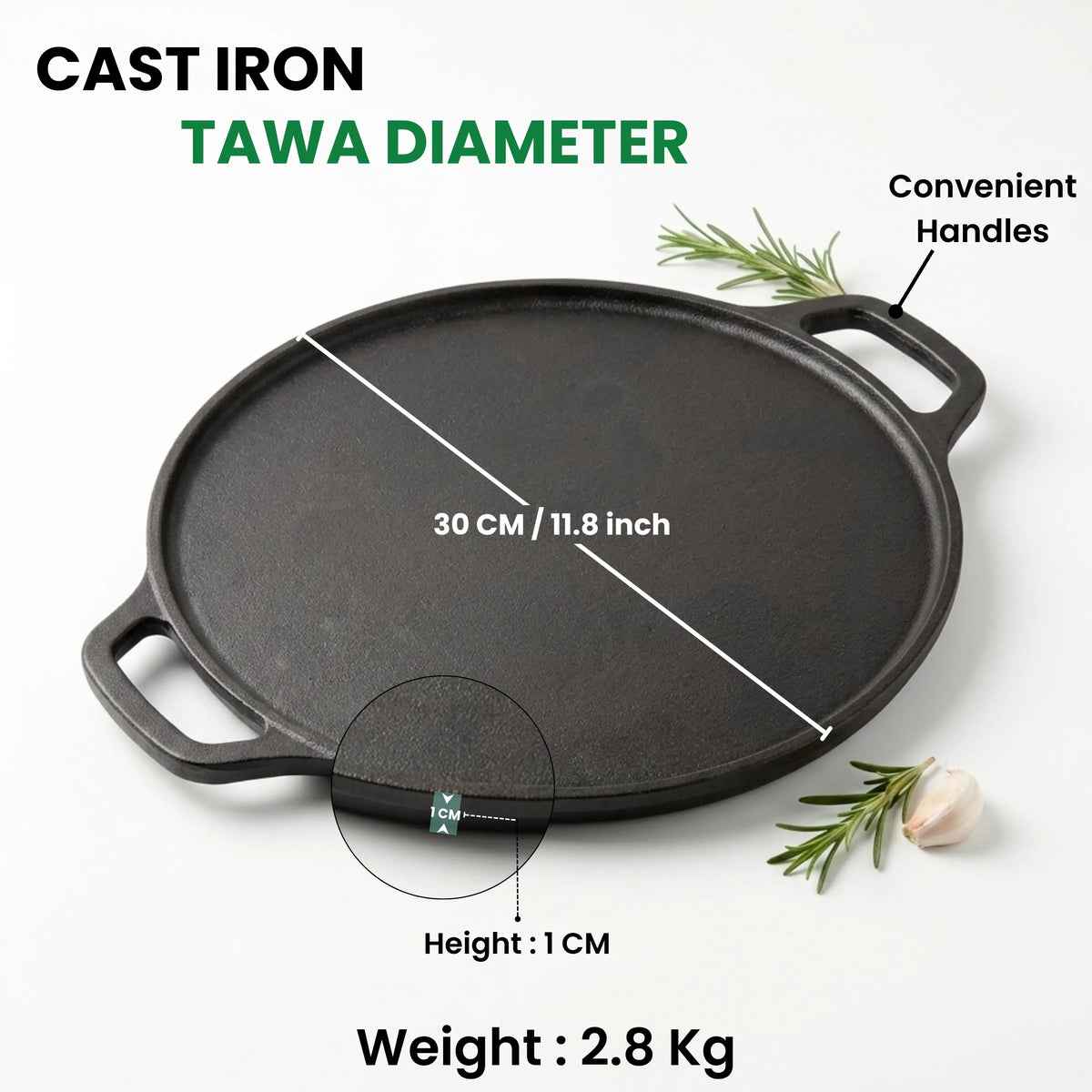 GLOXY Premium Cast Iron 2 in 1 Tawa