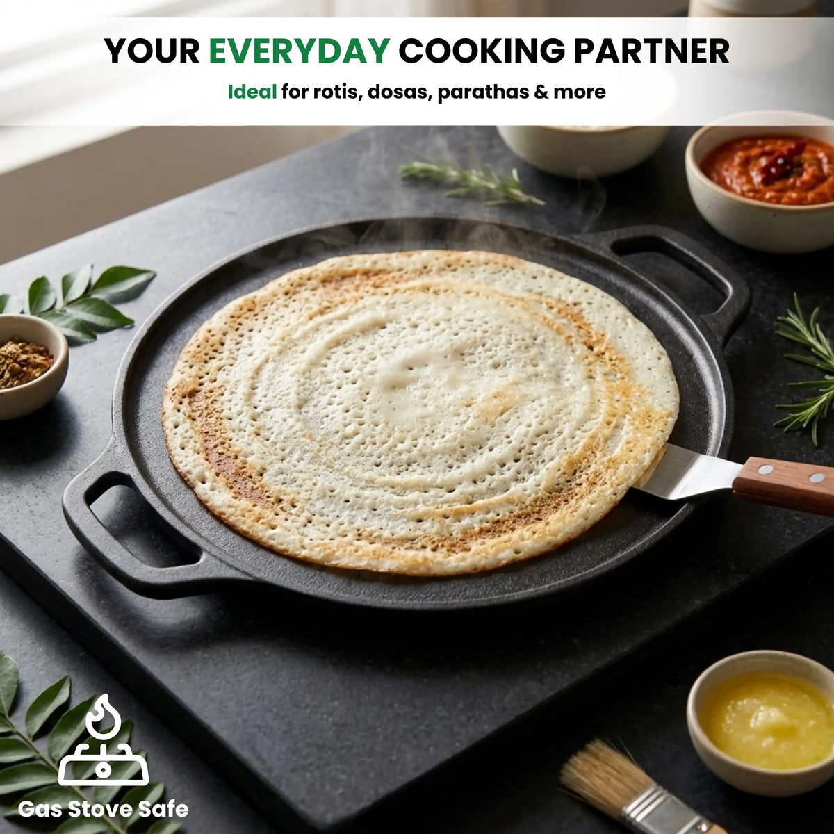 GLOXY Premium Cast Iron Tawa