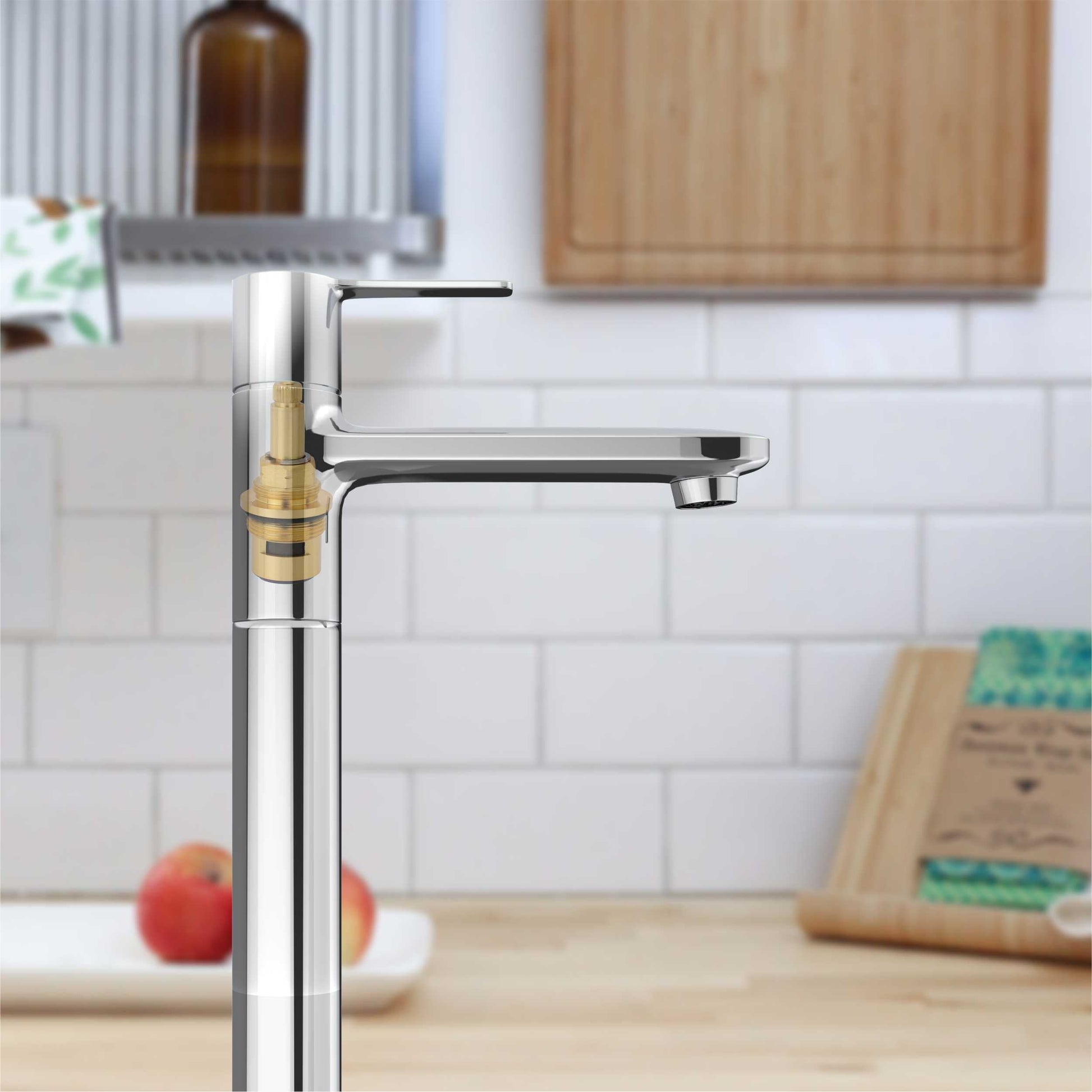 Long Spout Chrome Finish Swivel Tall Body Pillar Faucet Tap