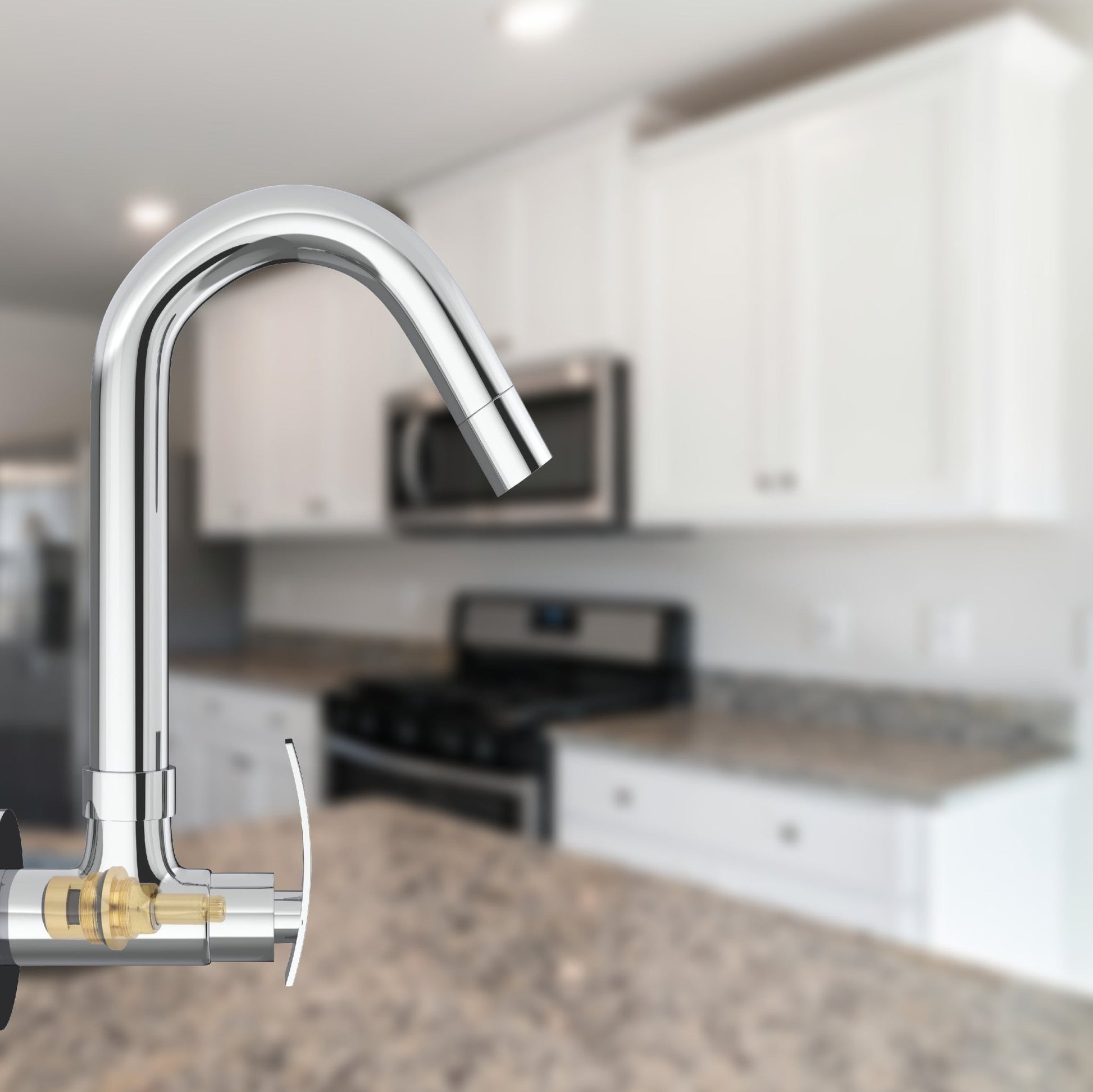 Chrome Finish Deck Mount Brass Swivel Long Spout Tap Faucet