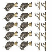 Gloxy Rajwada Royal Aluminium Curtain Rod Finials with Support– Antique 5 Pair