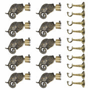 Gloxy Rajwada Royal Aluminium Curtain Rod Finials with Support– Antique 5 Pair