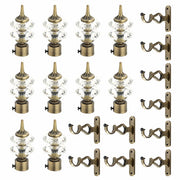 Gloxy Double Diamond Aluminium Curtain Rod Finials with Support– Antique 5 Pair