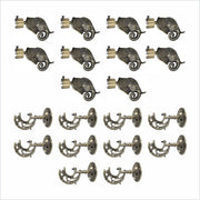 Gloxy Rajwada Royal Aluminium Curtain Rod Finials with Support– Antique 5 Pair