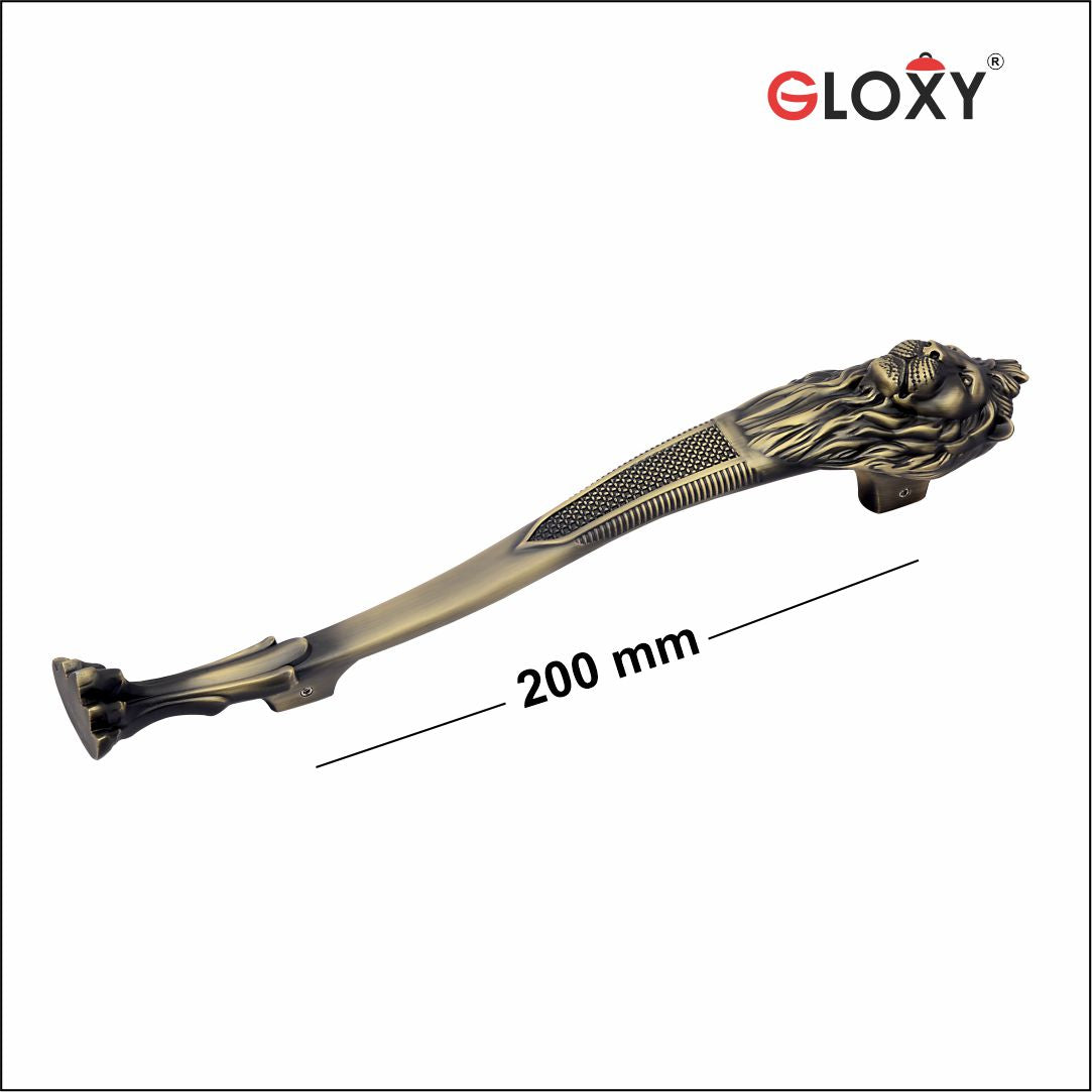 GLOXY  Lion Shape Curved Door Handles for Main Door Handle Decorative Push & Pull Door Handle for All Types of Doors for Home & Offices -Antique Finish