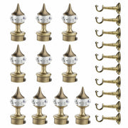 Gloxy Single Diamond Aluminium Curtain Rod Finials with Support– Antique 5 Pair